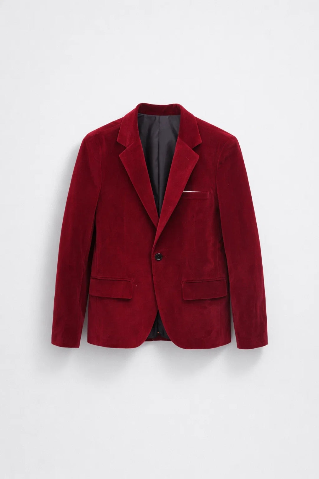 Axel | Men's Velvet Blazer Burgundy Single Breasted