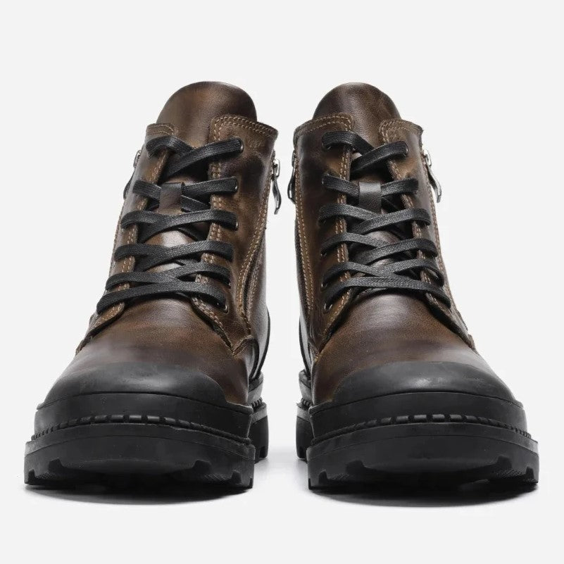 Rowan | Men's Lace Up Leather Ankle Boots Brown Black Sole