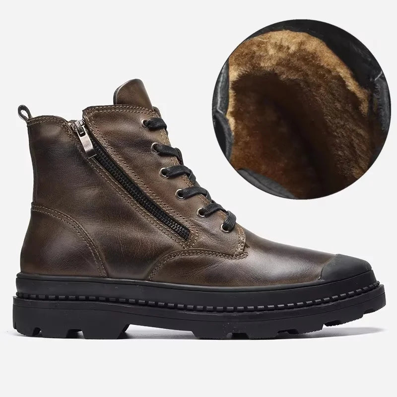 Rowan | Men's Lace Up Leather Ankle Boots Brown Black Sole