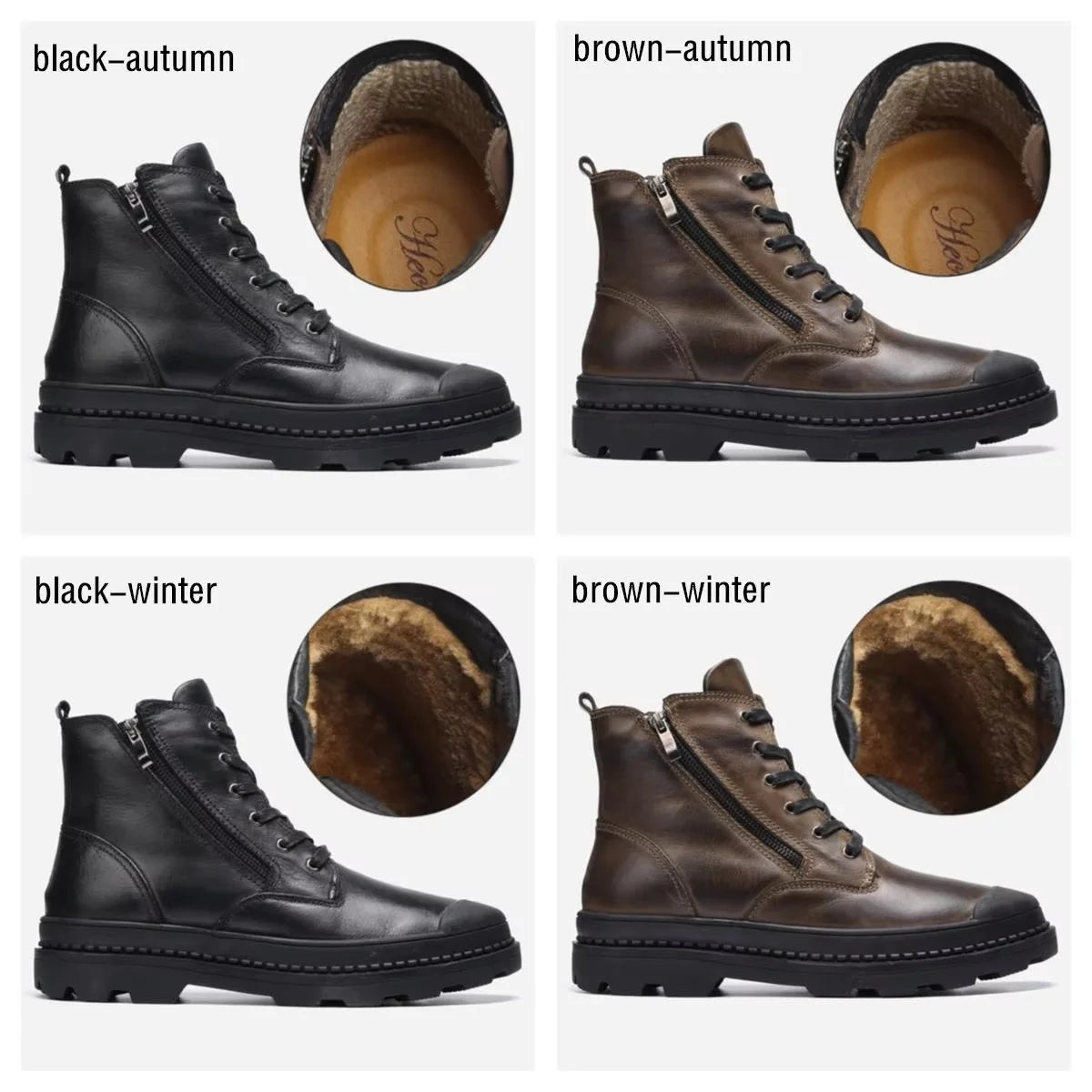 Rowan | Men's Lace Up Leather Ankle Boots Brown Black Sole
