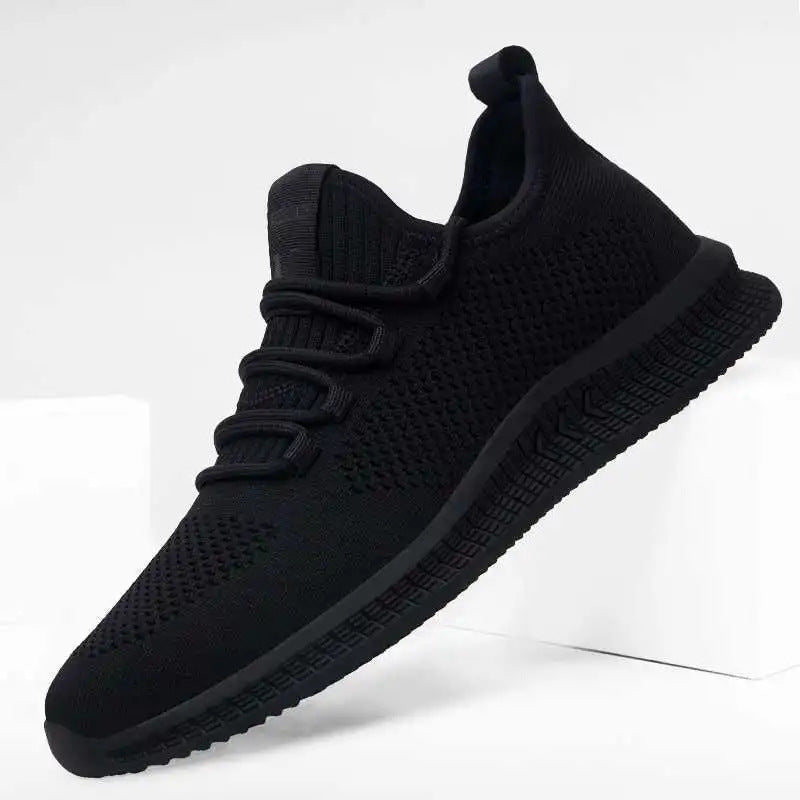 Voss | Men's Knit Lace Up Sneakers Black Casual