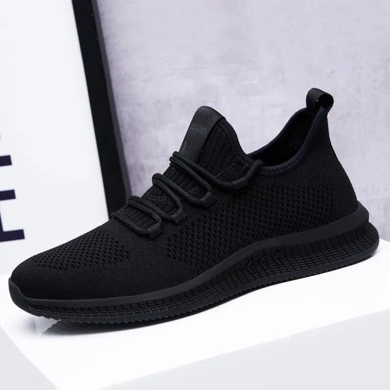 Voss | Men's Knit Lace Up Sneakers Black Casual