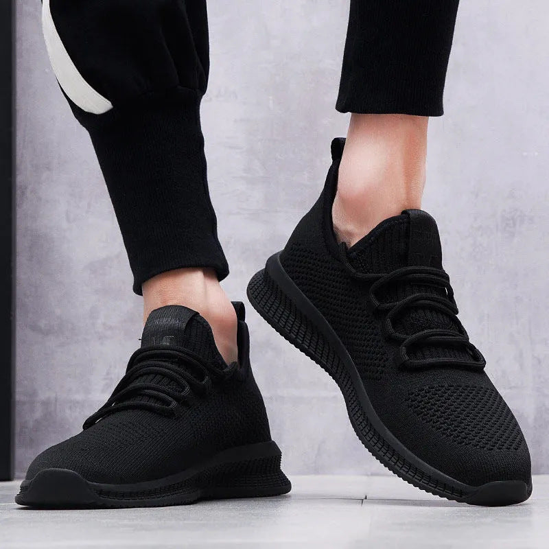 Voss | Men's Knit Lace Up Sneakers Black Casual
