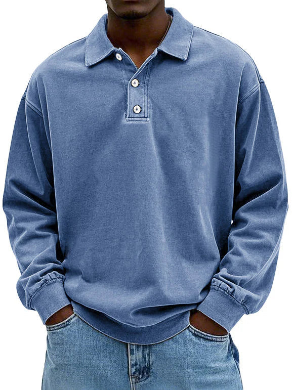 Dama Washington Ambrose men's long sleeve button-down polo shirt - front view