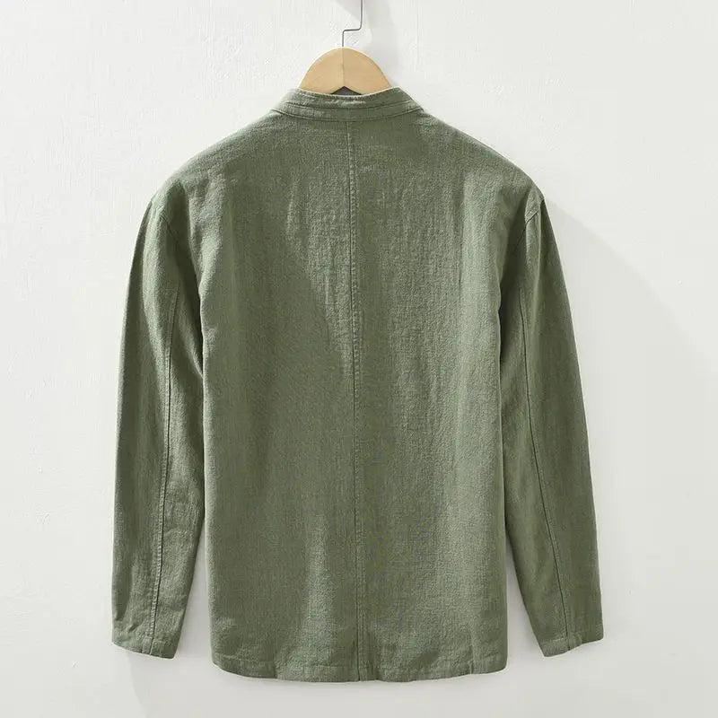 Ash | Men's Casual Linen Button Up Shirt Jacket Sage Green
