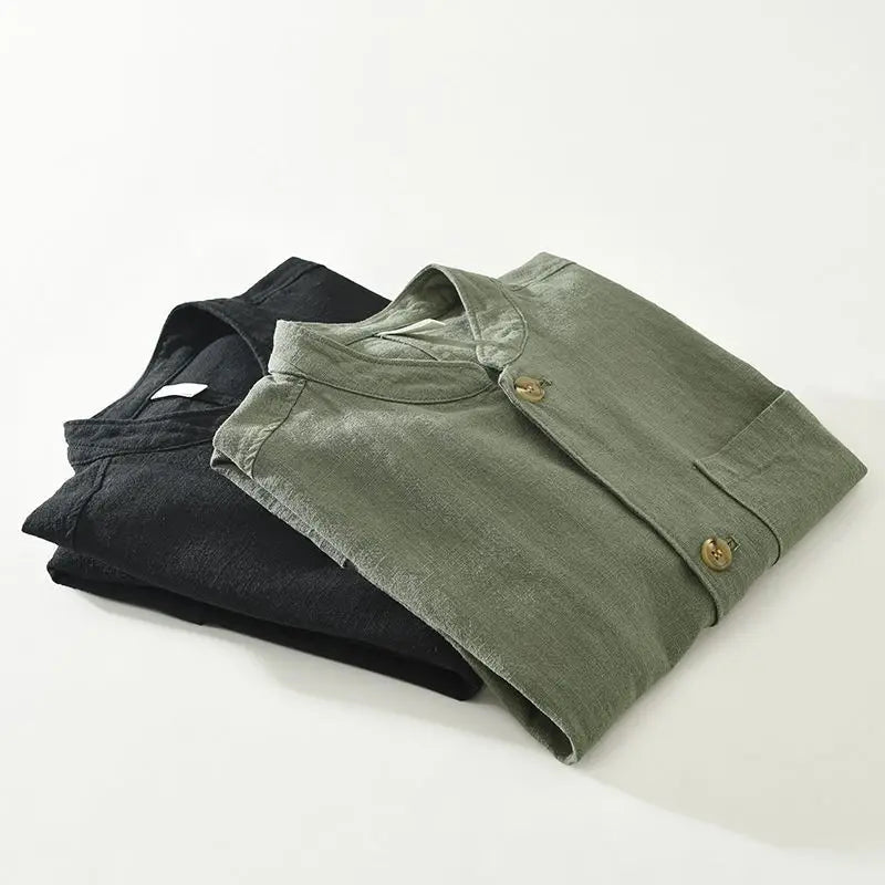Ash | Men's Casual Linen Button Up Shirt Jacket Sage Green