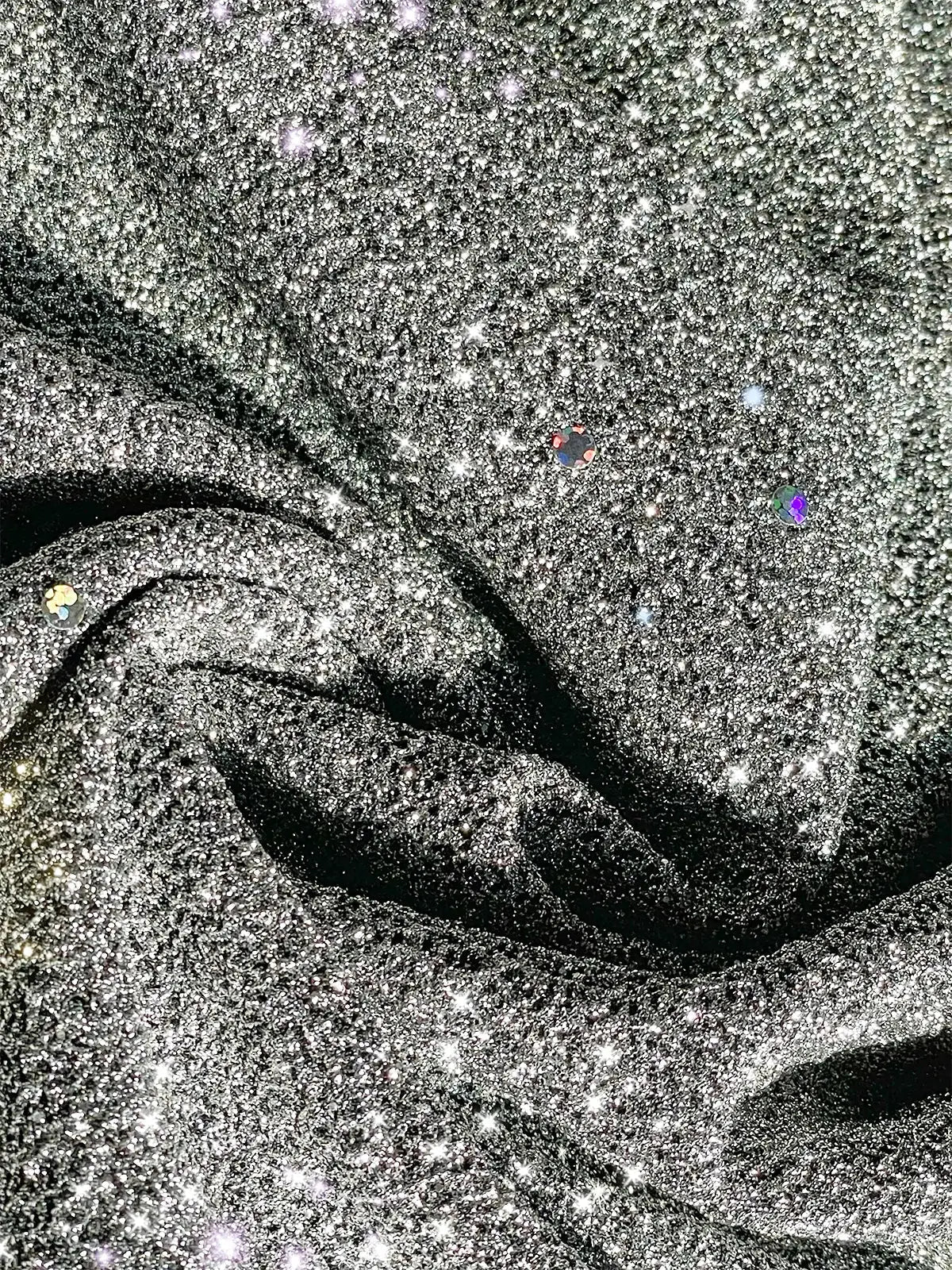 Rue | Women's Sequin Dress Silver V Neck Long Sleeve