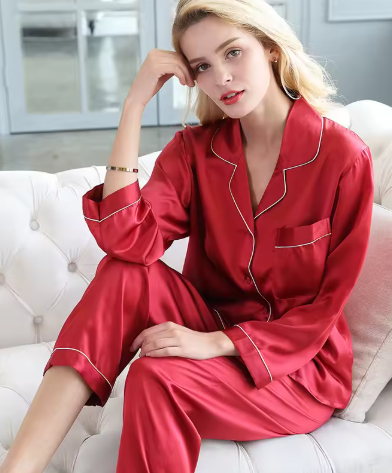 Sable | Women's Satin Pajama Set Cream Button Up