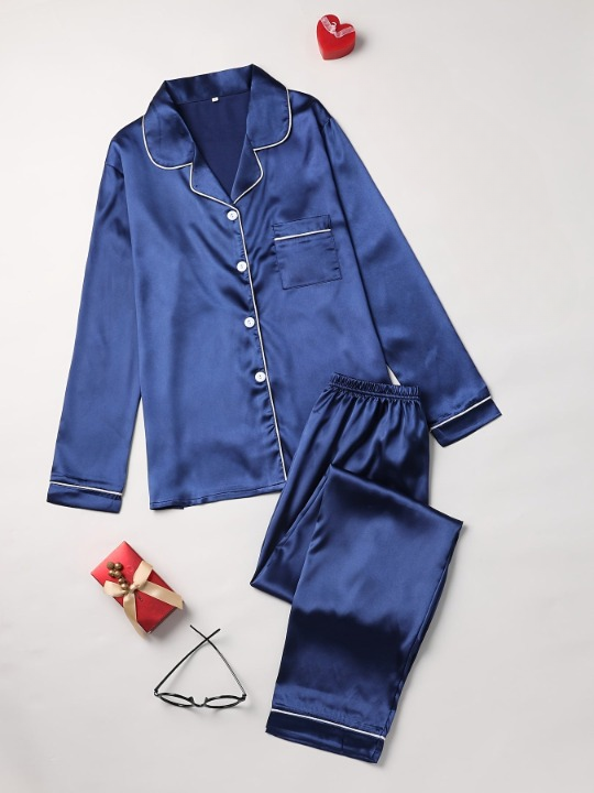 Sable | Women's Satin Pajama Set Cream Button Up