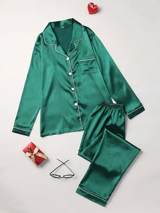 Sable | Women's Satin Pajama Set Cream Button Up
