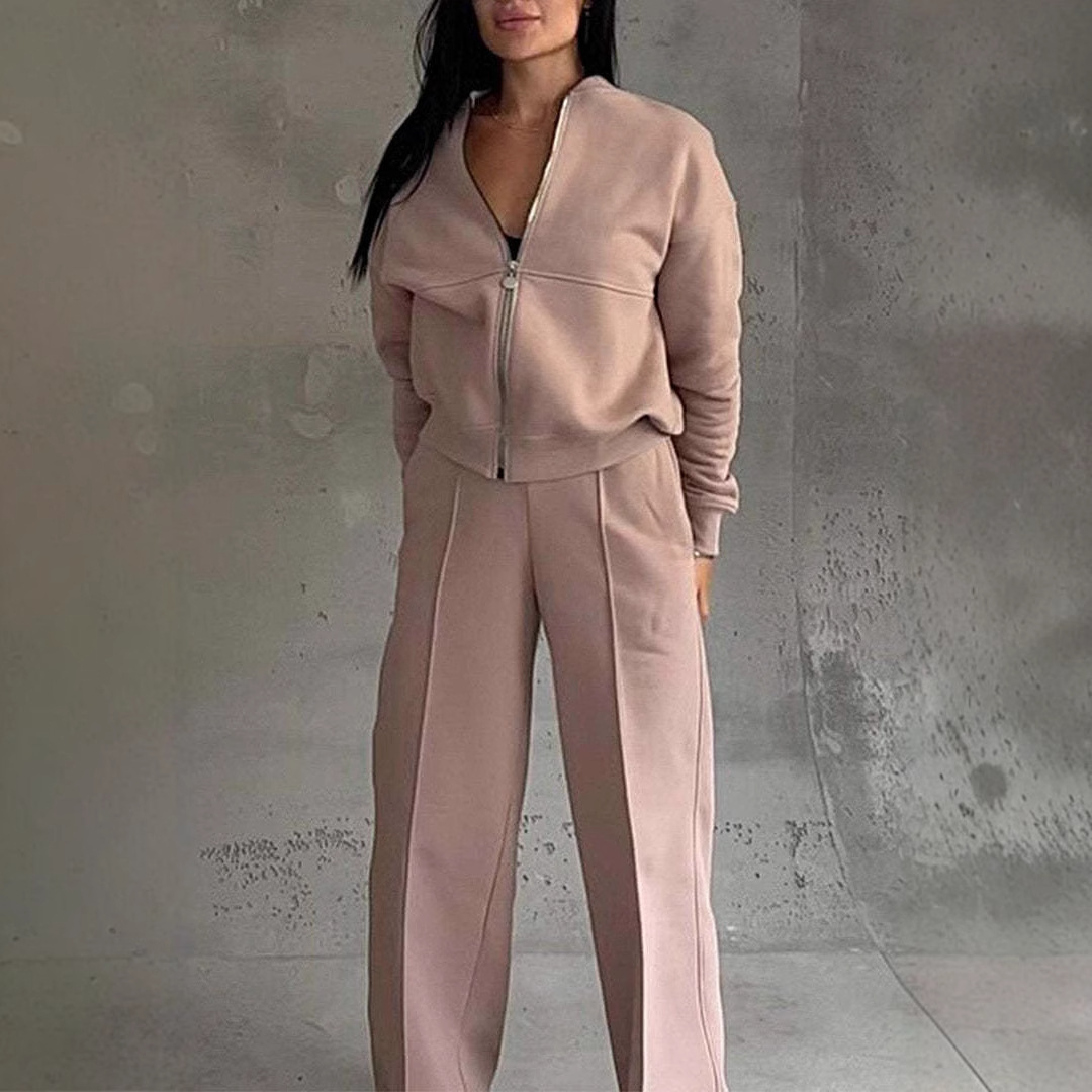 Greta | Women's Wide Leg Sweatpants Black Casual Set