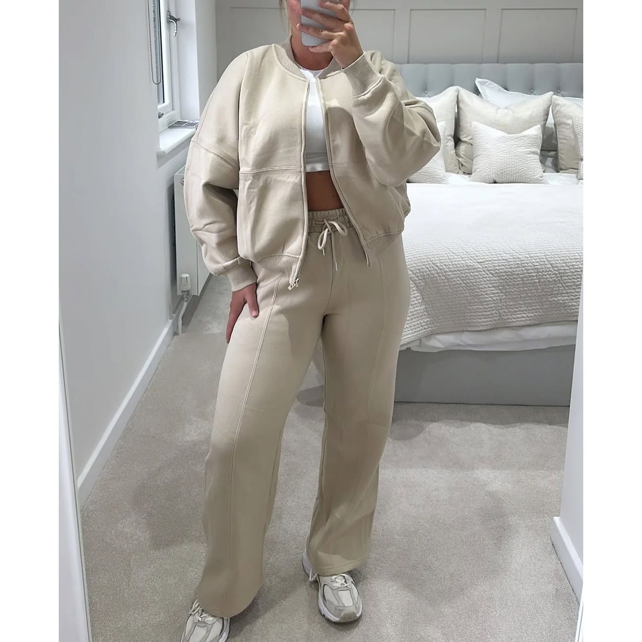 Greta | Women's Wide Leg Sweatpants Black Casual Set