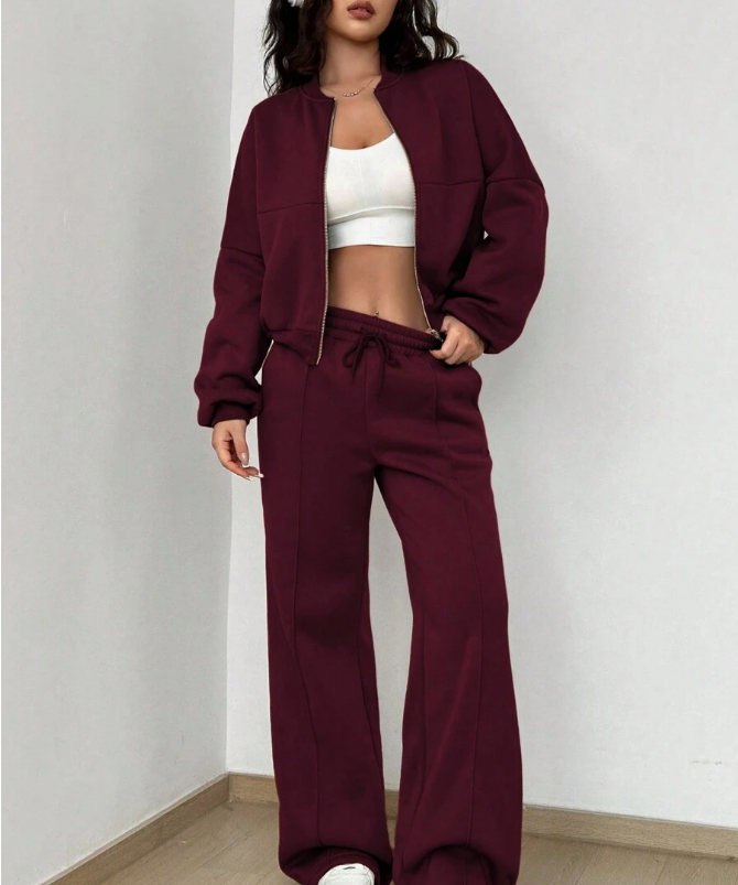 Greta | Women's Wide Leg Sweatpants Black Casual Set