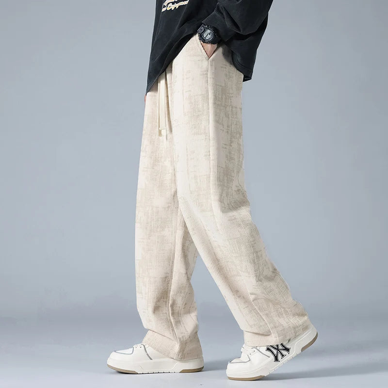 Axel | Men's Wide Leg Linen Pants Cream Drawstring