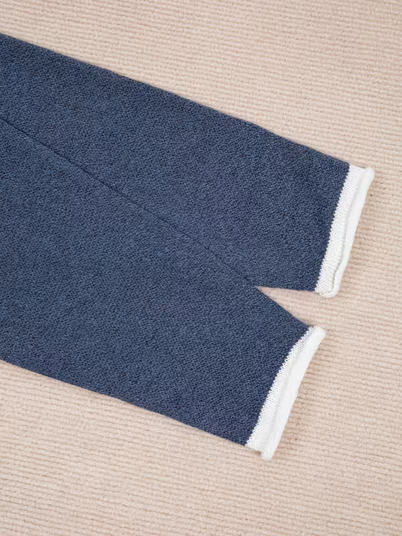 Greta | Women's V Neck Sweater Gray White Trim Oversized