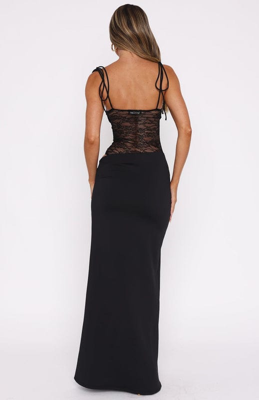 Esme | Women's Strapless Lace Maxi Dress Burgundy