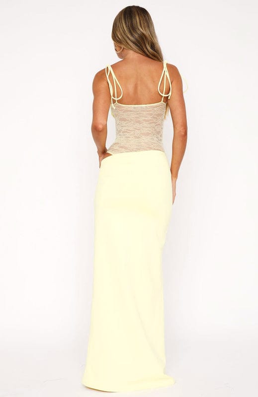 Esme | Women's Strapless Lace Maxi Dress Burgundy