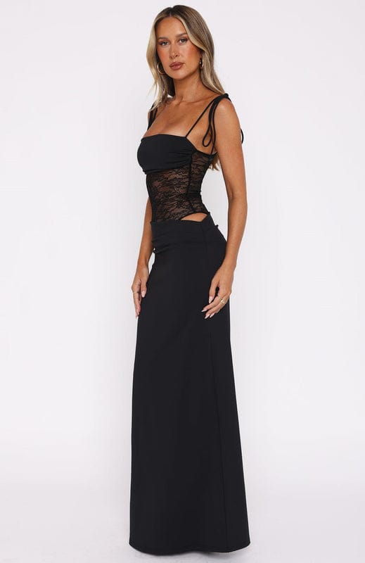 Esme | Women's Strapless Lace Maxi Dress Burgundy