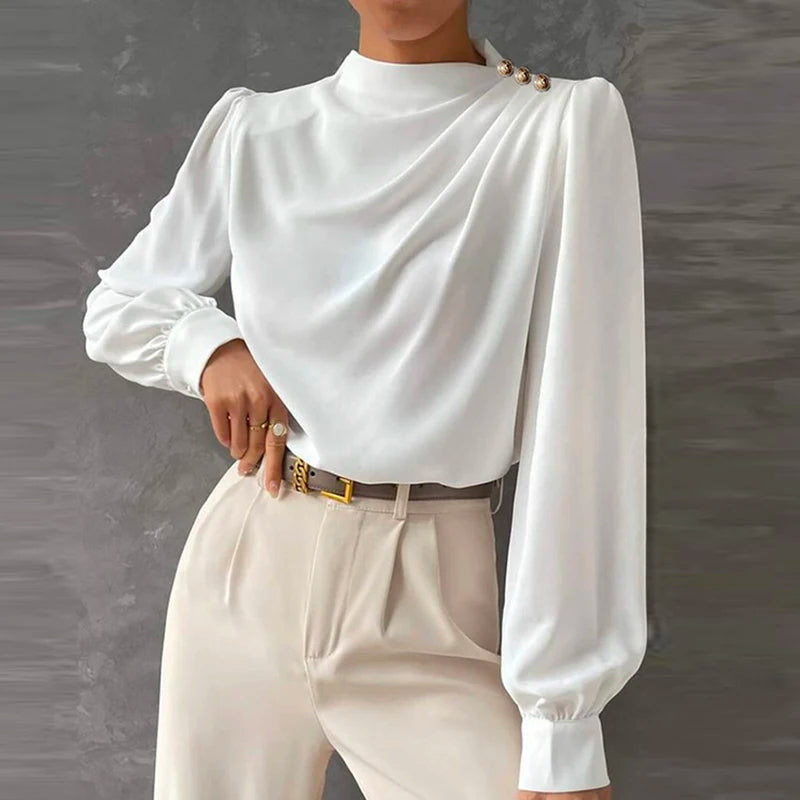Dama Washington Ginevra women's long sleeve draped blouse - view 2