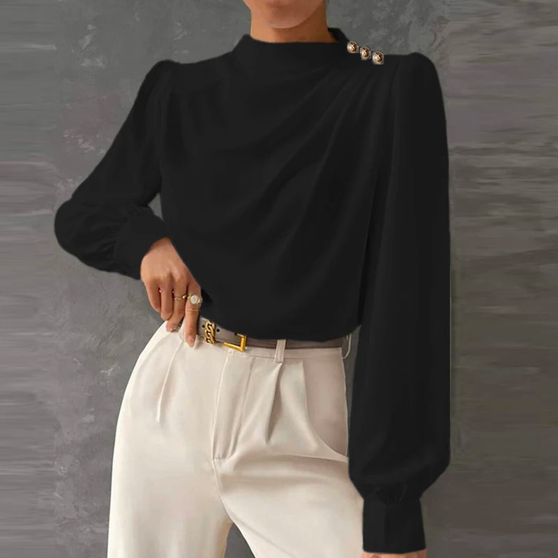 Dama Washington Ginevra women's long sleeve draped blouse - view 3