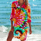 Dama Washington Ada women's beach cover up tie dye multicolor - front view