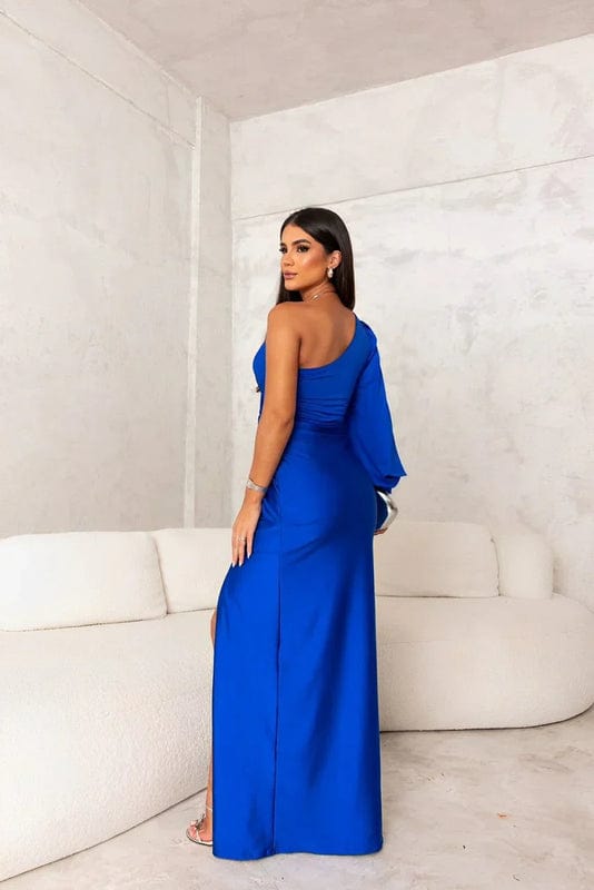 Nina | Women's One Shoulder Satin Maxi Dress Sage Green