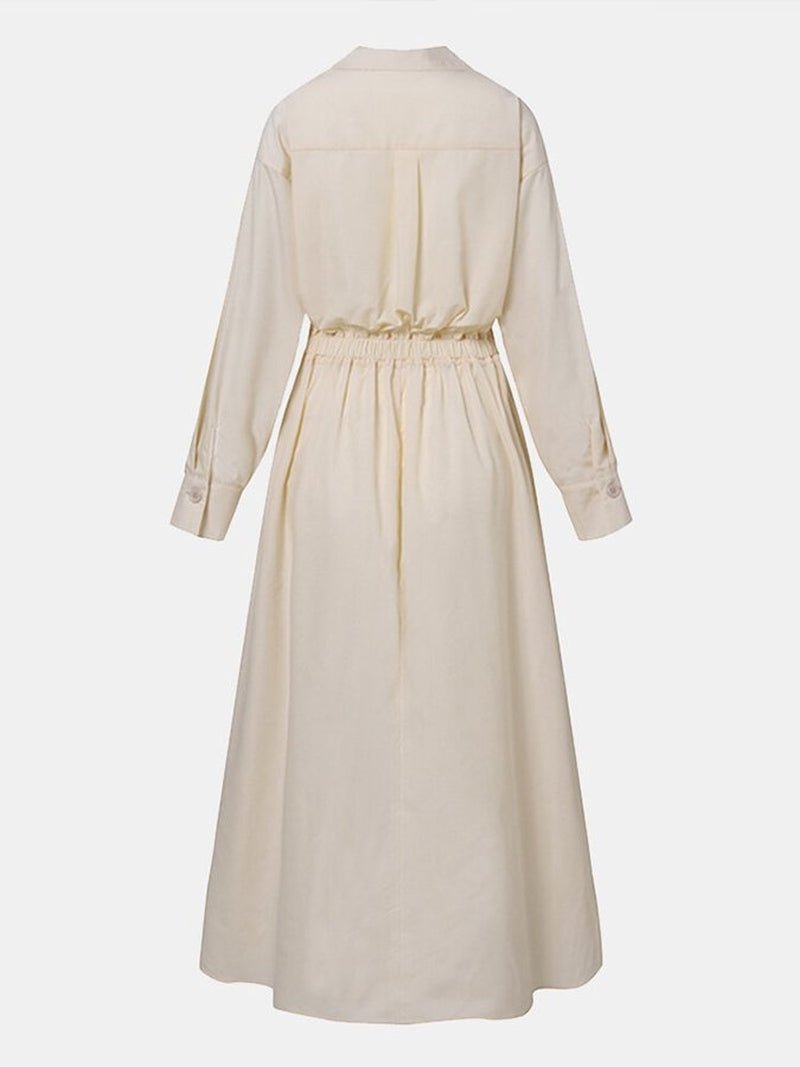 Elise | Women's Wrap Maxi Dress Cream Long Sleeve