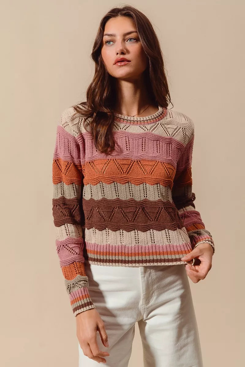 Dama Washington Sylvestra women's long sleeve striped sweater - front view
