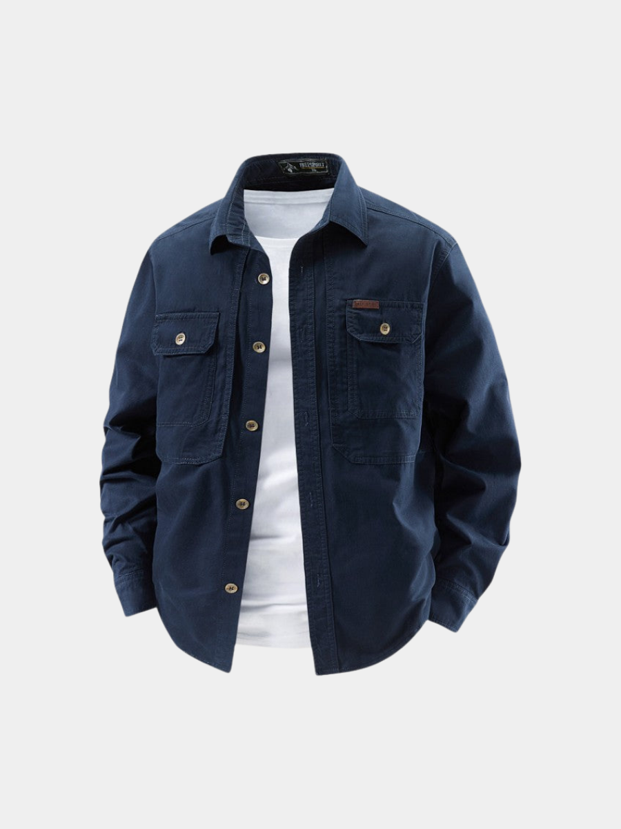 Axel | Men's Denim Jacket Navy Button Up Chest Pockets