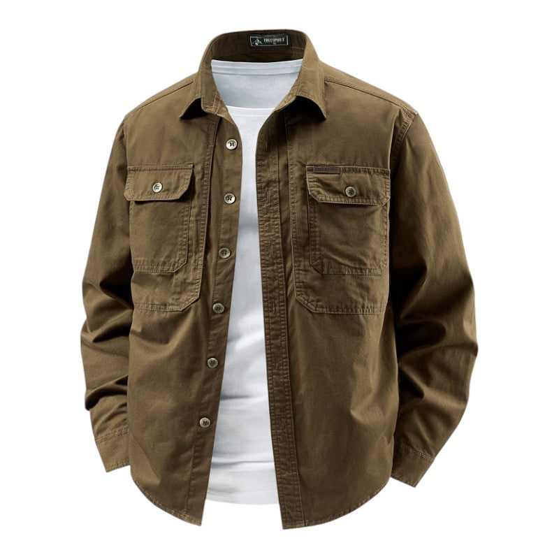 Axel | Men's Denim Jacket Navy Button Up Chest Pockets