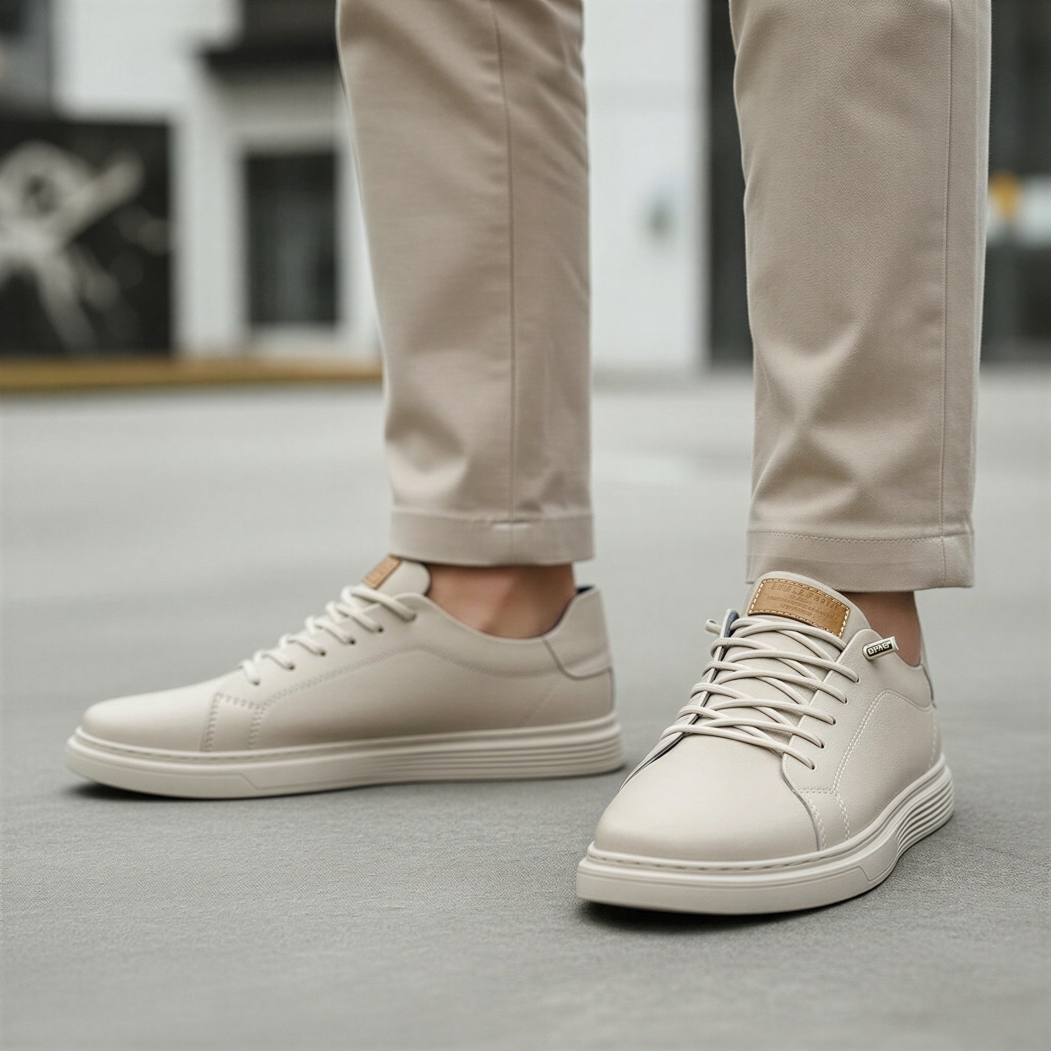 Rowan | Men's Black Leather Lace Up Sneaker Cream Sole