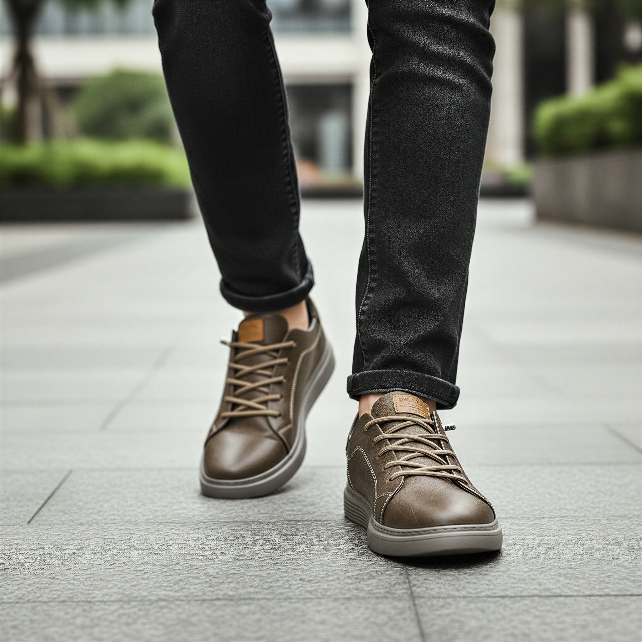 Rowan | Men's Black Leather Lace Up Sneaker Cream Sole