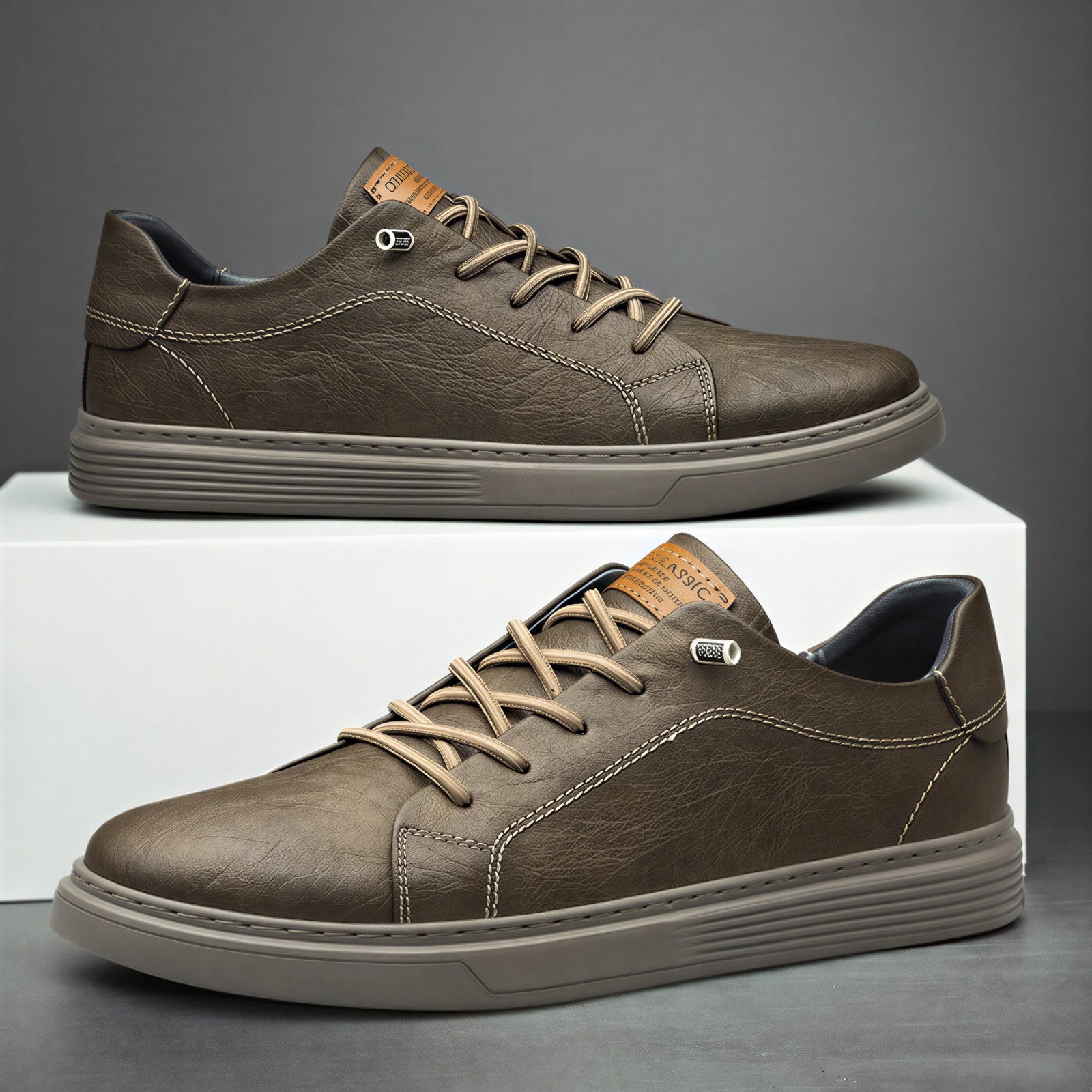 Rowan | Men's Black Leather Lace Up Sneaker Cream Sole