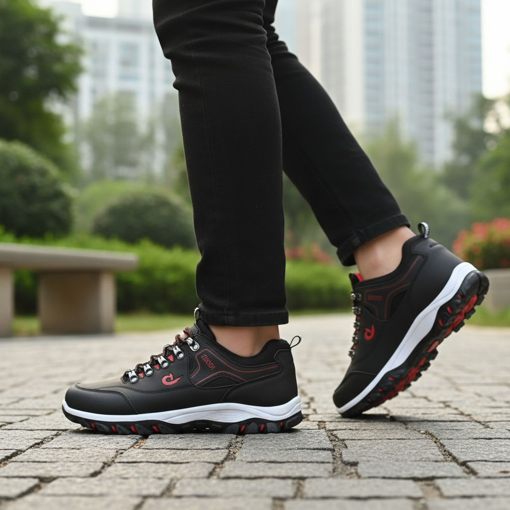Axel | Men's Hiking Shoes Black White Lace Up