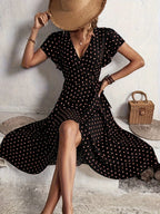 Dama Washington Sable women's polka dot midi dress navy short sleeve - view 7