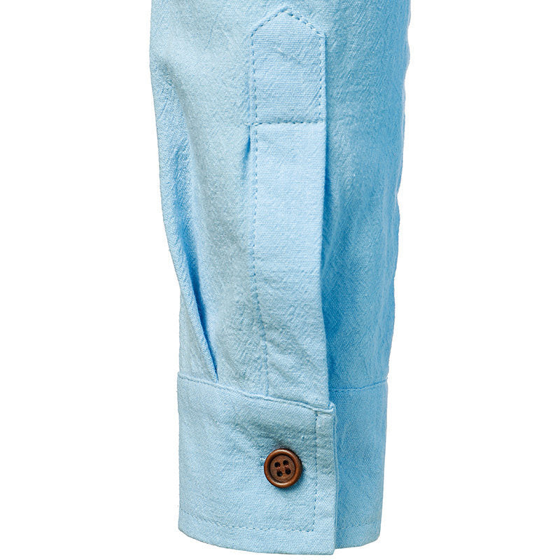 Axel | Men's Linen Shirt Cream Long Sleeve Relaxed Fit