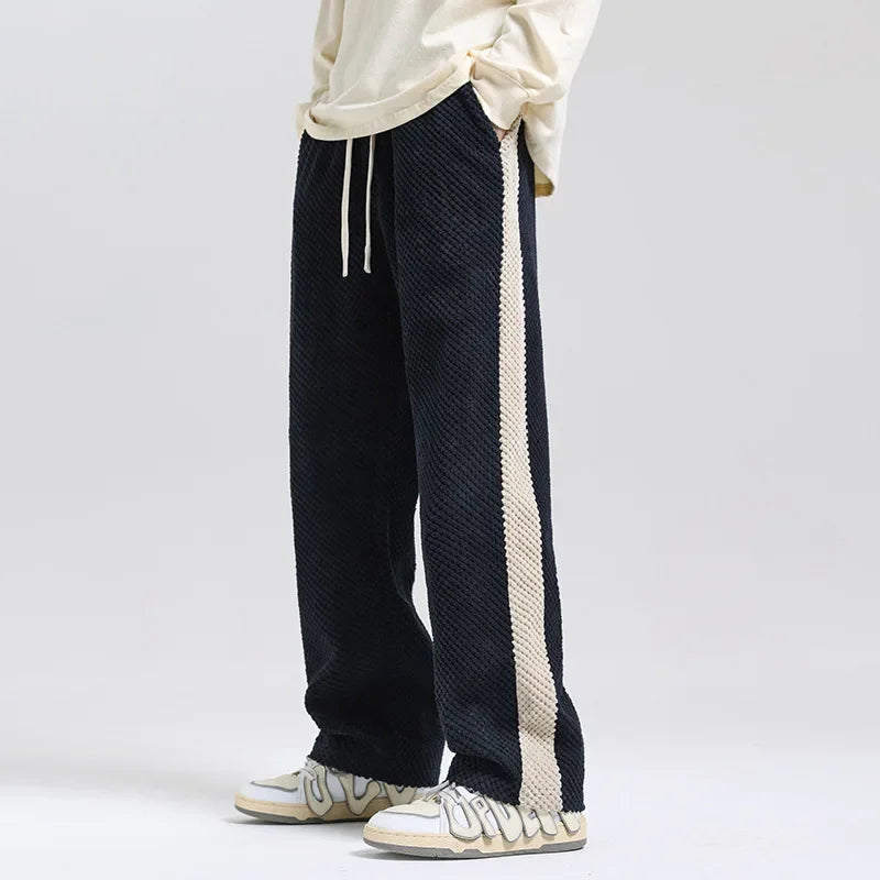 Arlo | Men's Wide Leg Pants Gray Quilted Pattern