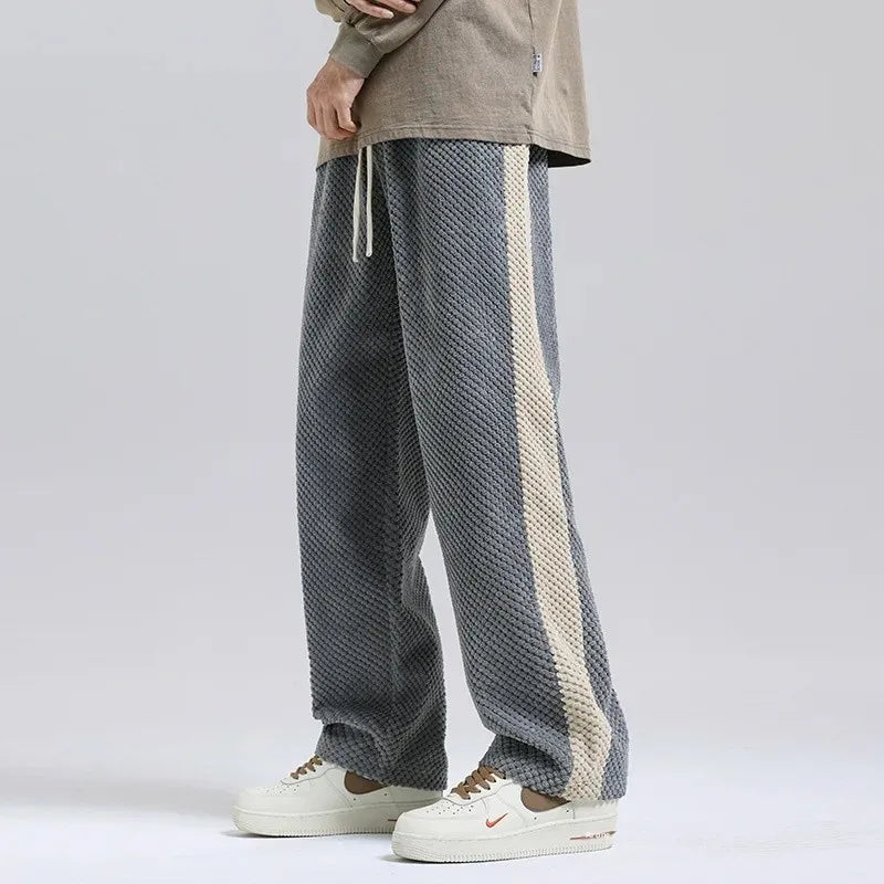 Arlo | Men's Wide Leg Pants Gray Quilted Pattern