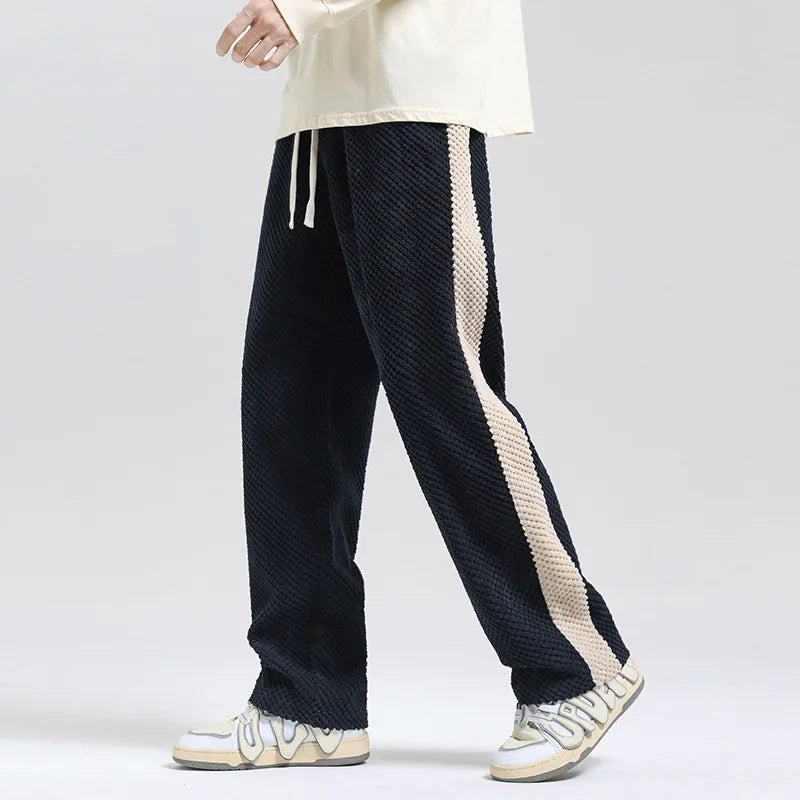 Arlo | Men's Wide Leg Pants Gray Quilted Pattern