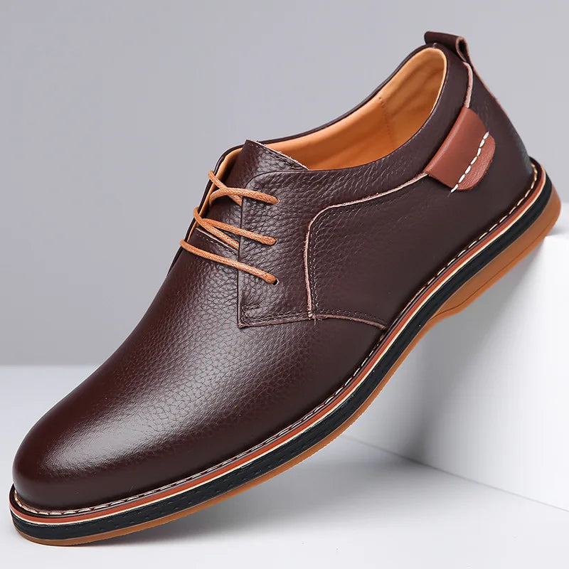 Voss | Men's Lace Up Oxford Dress Shoes Brown