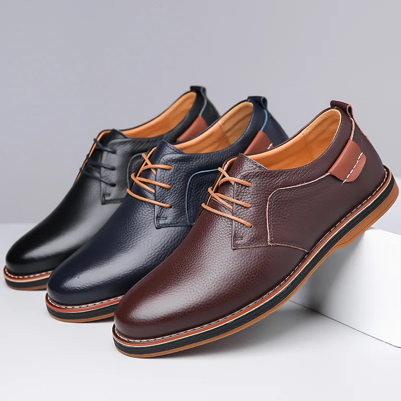 Voss | Men's Lace Up Oxford Dress Shoes Brown