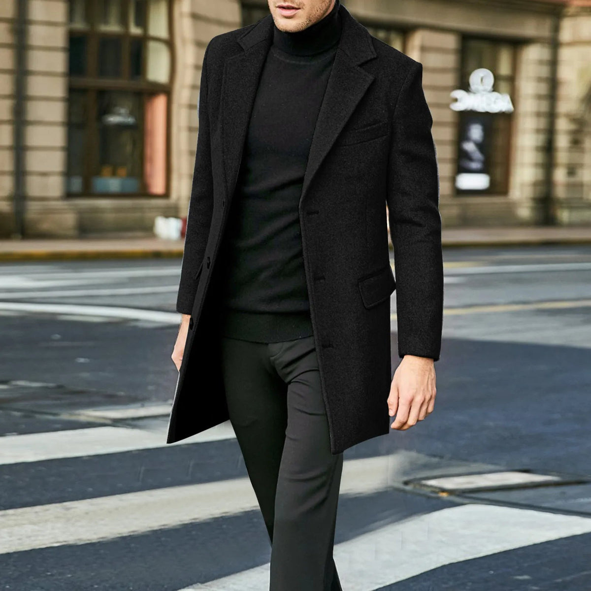 Dama Washington Gideon men's mid-length notched lapel overcoat - view 2