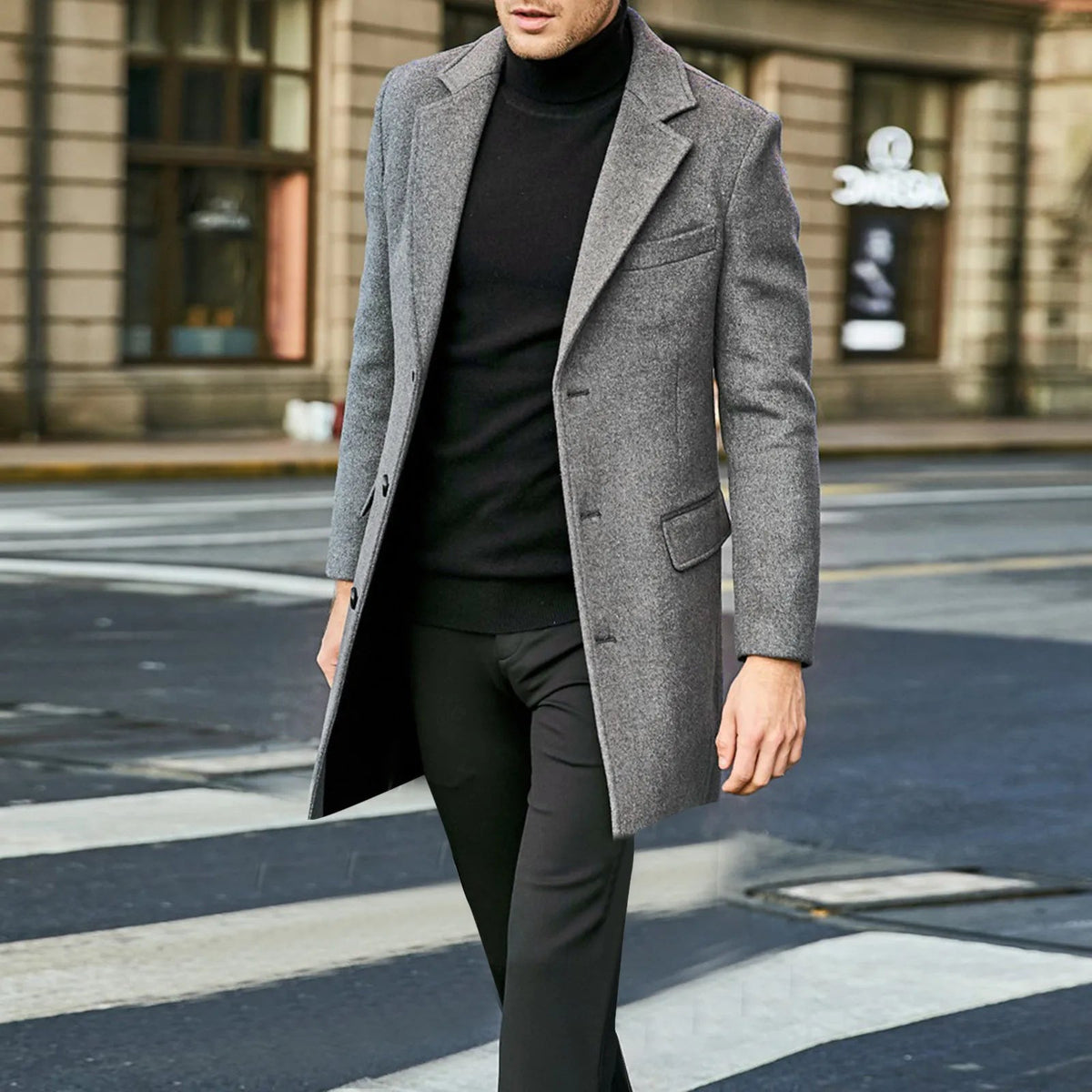 Dama Washington Gideon men's mid-length notched lapel overcoat - view 4