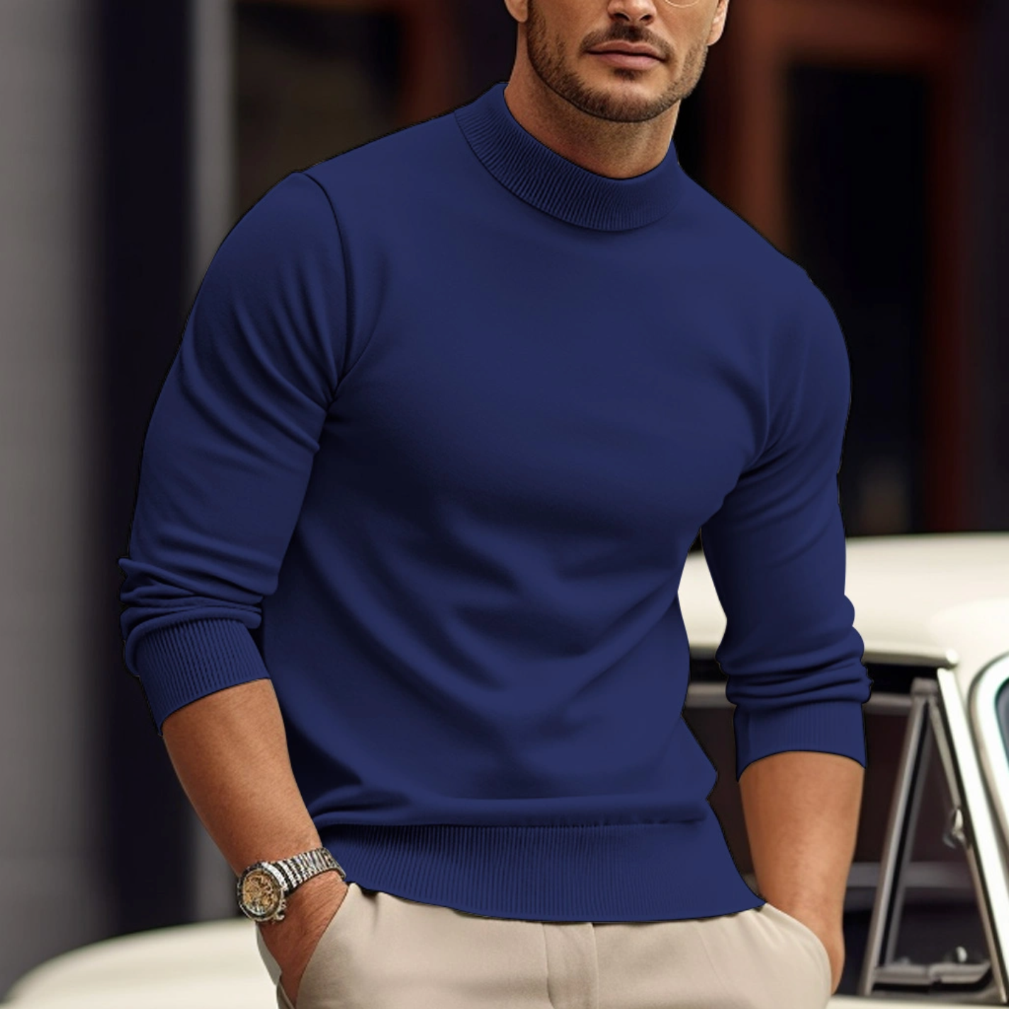 Vance | Men's Turtleneck Sweater Teal Crew Neck