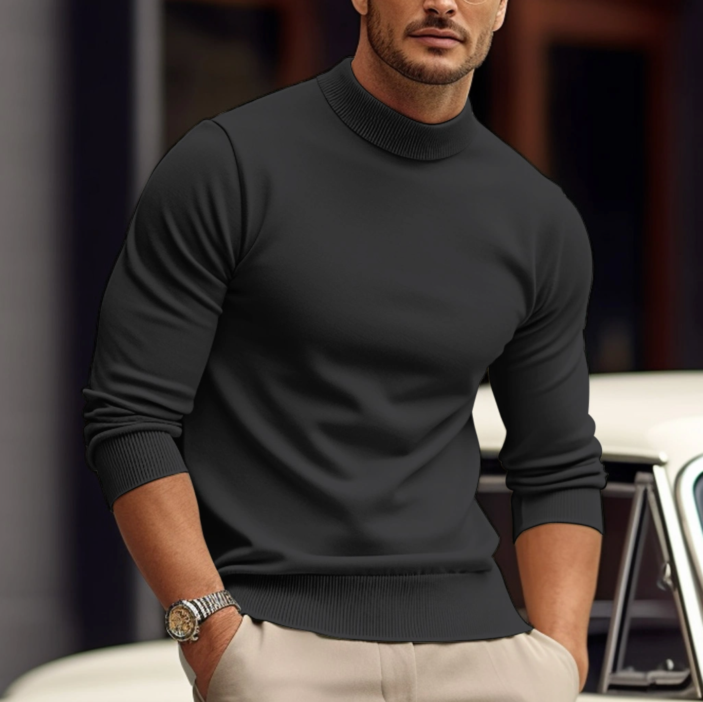 Vance | Men's Turtleneck Sweater Teal Crew Neck
