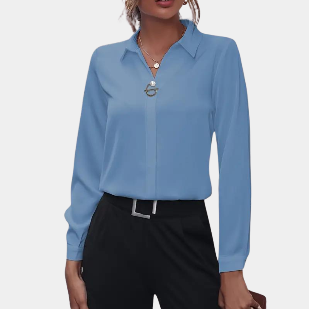 Elise | Women's Button Down Shirt Light Blue Long Sleeve