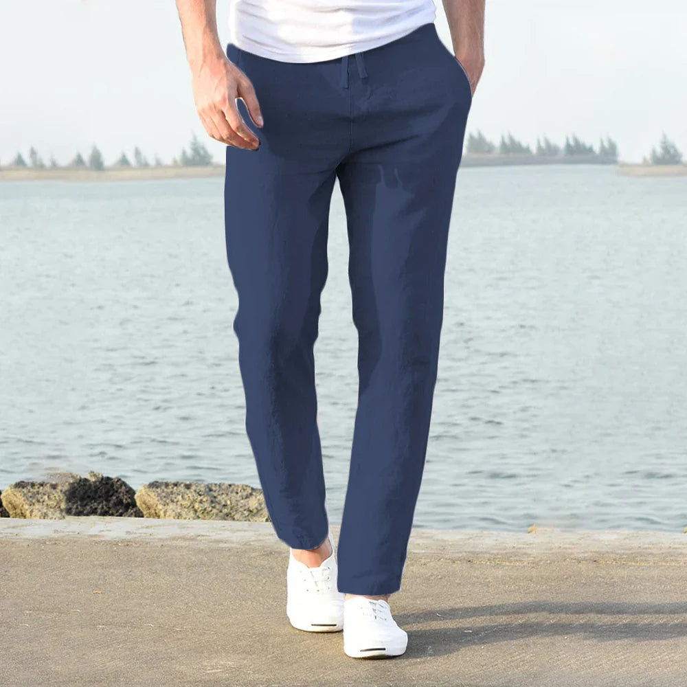 Axel | Men's Linen Pants White Drawstring Relaxed Fit