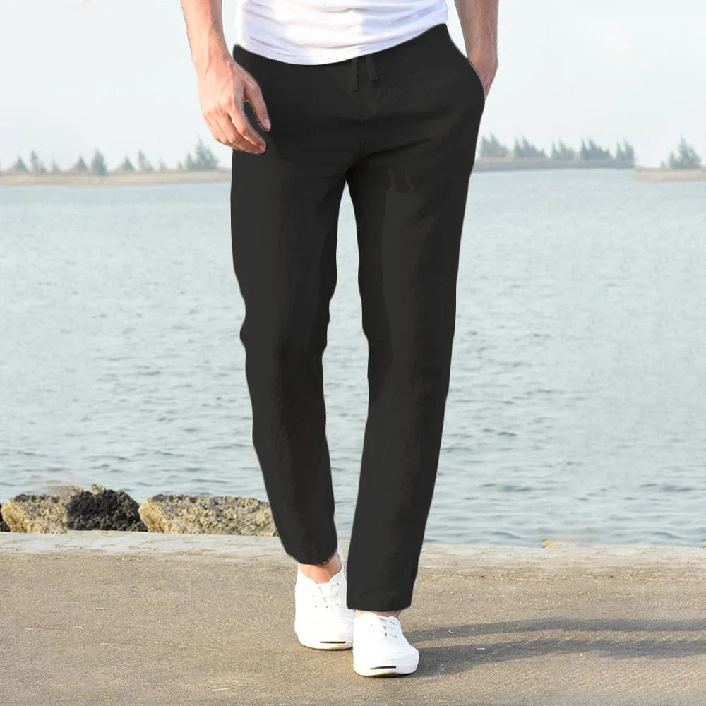 Axel | Men's Linen Pants White Drawstring Relaxed Fit