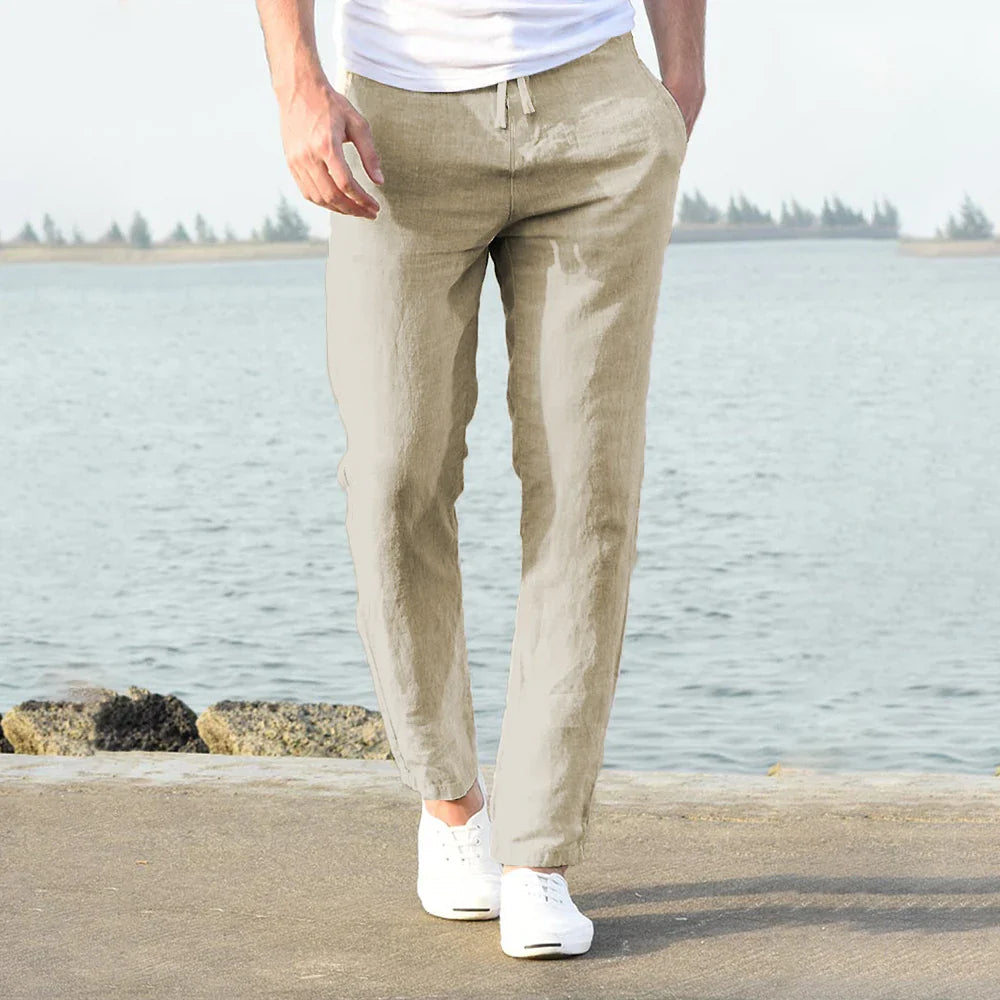 Axel | Men's Linen Pants White Drawstring Relaxed Fit