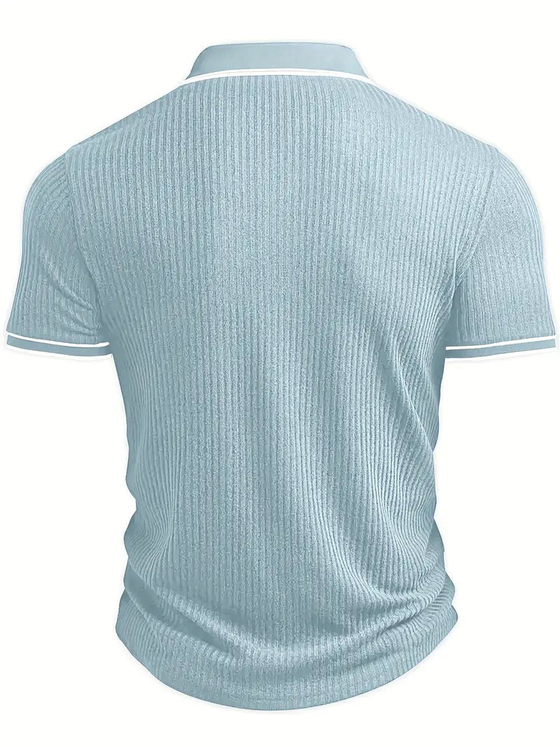 Axel | Men's Ribbed Polo Shirt Navy White Trim